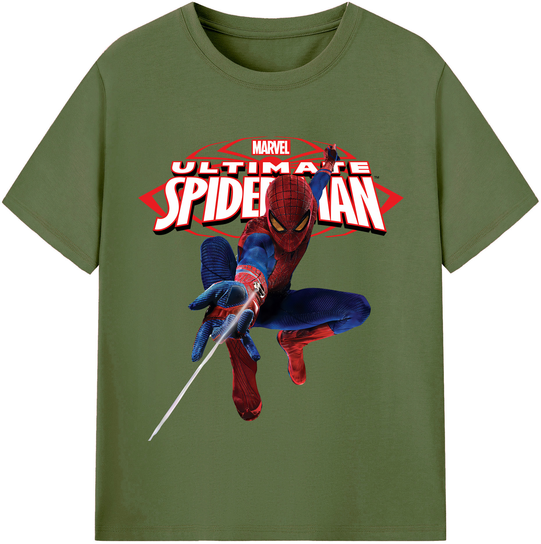 （画像用） Spider Man スパイダーマン 綿100％半袖Tシャツ（フロントプリント）